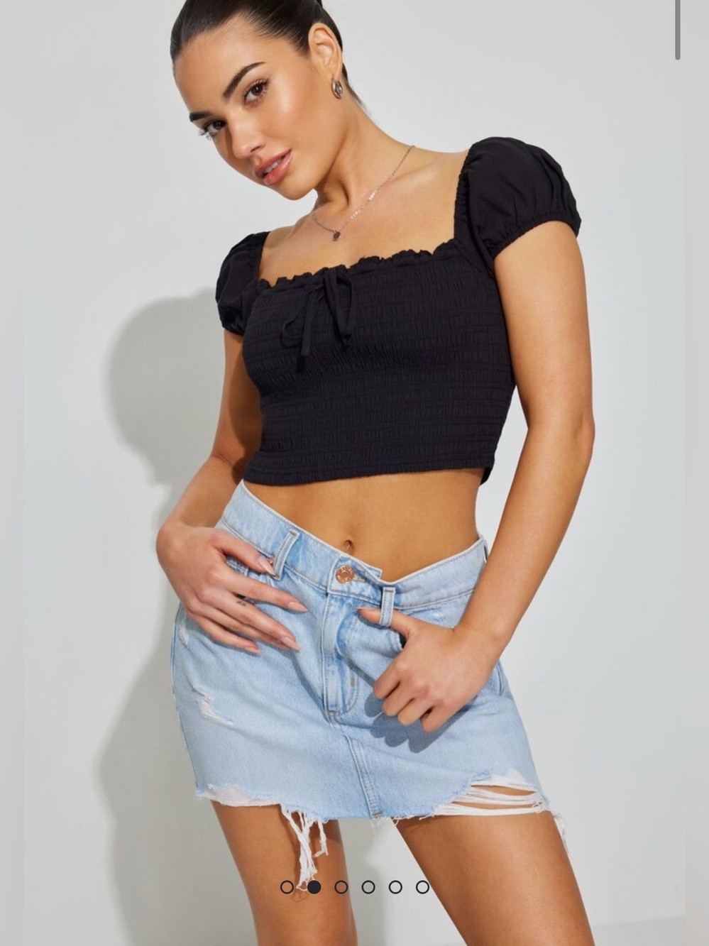 Garage High Rise Denim Skirt Light Blue Vintage Wash